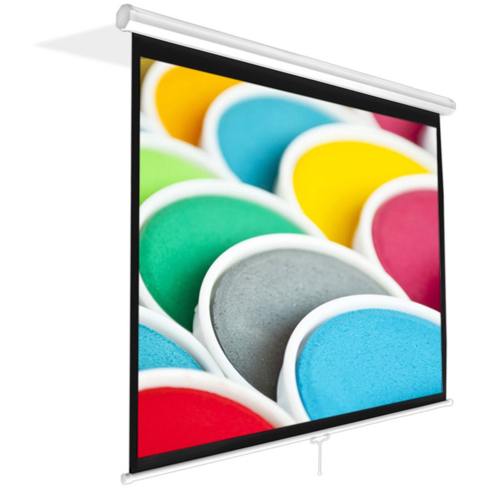 PyleHome PRJSM9406 84in Manual Projection Screen - Front Projection - Matte White - 50.3in Height x 67.3in Width - Ceiling Mount, Wall Mount MPN:PRJSM9406