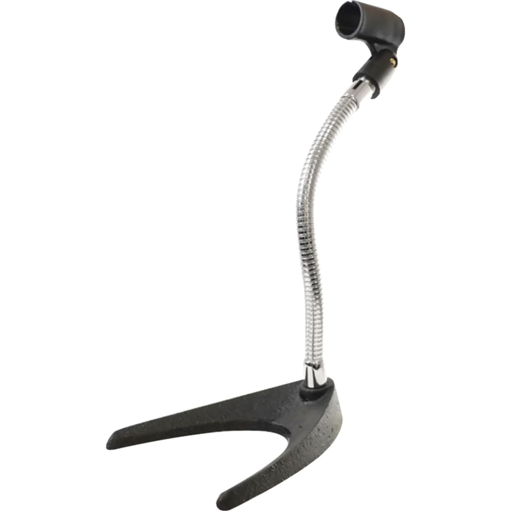 Pyle U-Base Die-Cast Iron Gooseneck Desktop Microphone Stand, 11.8inH x 7inW x 5.5inD, Black/Silver MPN:PMKS8
