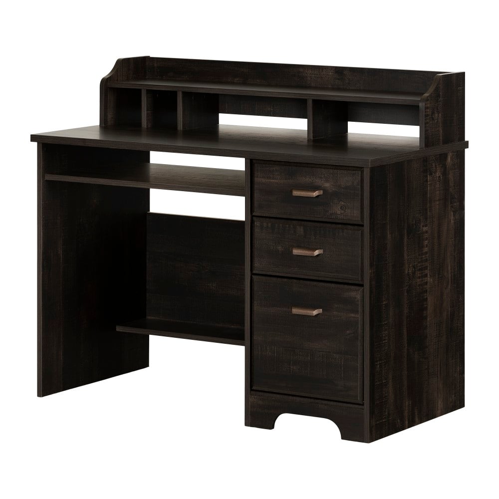 South Shore Versa 45inW Computer Desk With Hutch, Rubbed Black MPN:14676