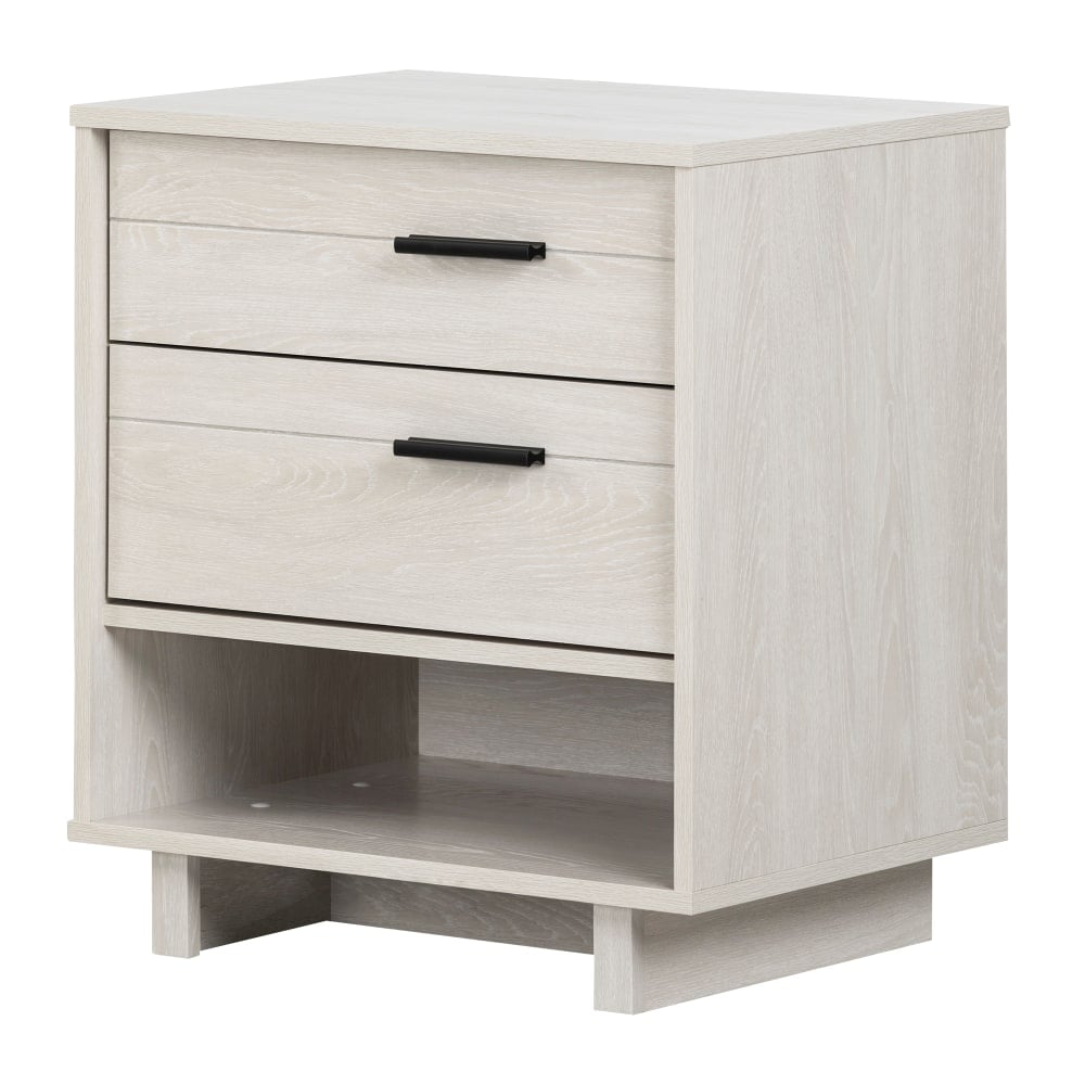 South Shore Fynn Nightstand With Cord Catcher, 24-3/4inH x 22-1/4inW x 16-1/2inD, Winter Oak MPN:11954