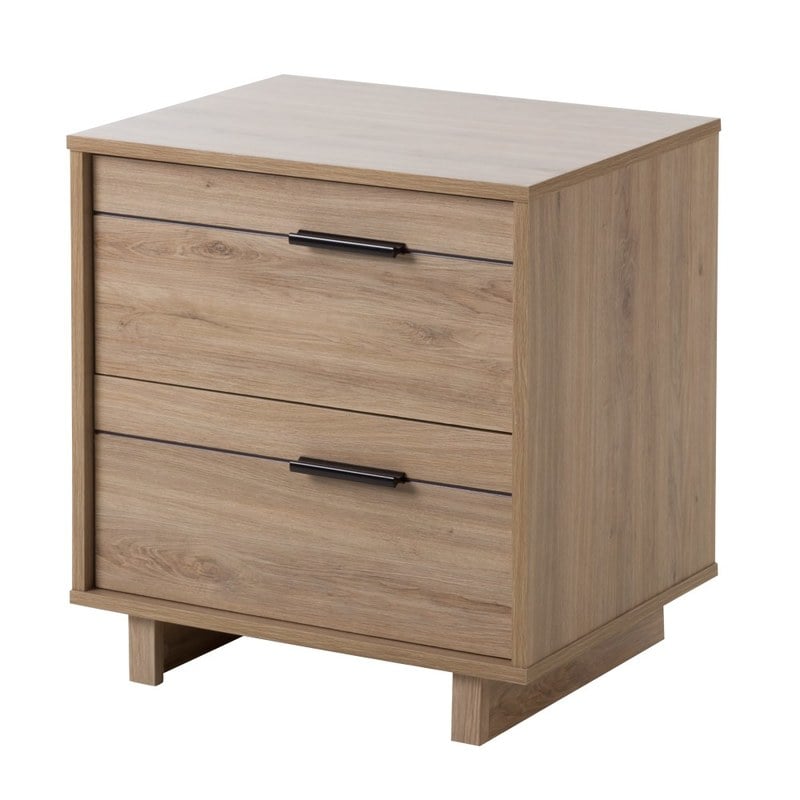 South Shore Fynn 2-Drawer Nightstand, 22-1/4inH x 22-1/4inW x 16-1/2inD, Rustic Oak MPN:9067060