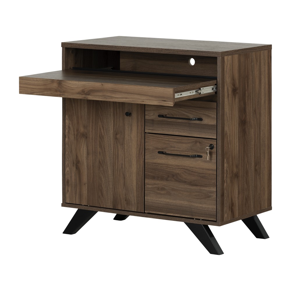 South Shore Flam 33inW Multi-Function Secretary Desk, Natural Walnut MPN:13732
