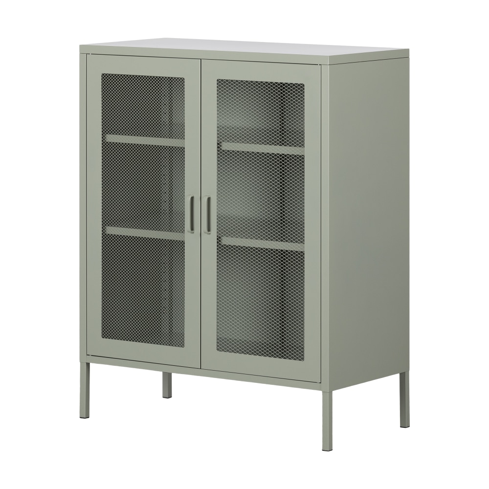 South Shore Crea 32inW Metal Mesh 2-Door Accent Cabinet, Sage Green MPN:13078