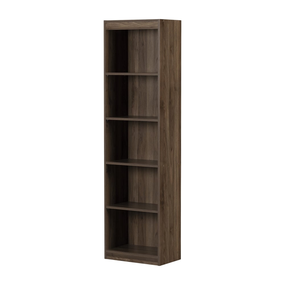 South Shore Axess 69inH 5-Shelf Narrow Bookcase, Natural Walnut MPN:15691