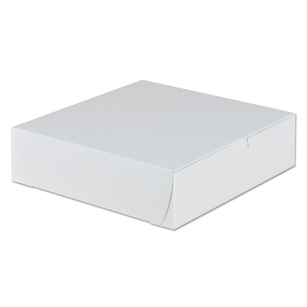 SCT 1-Piece Non-Window Bakery Boxes, 2-1/2inH x 9inW x 9inD, White, Carton Of 250 Boxes MPN:953