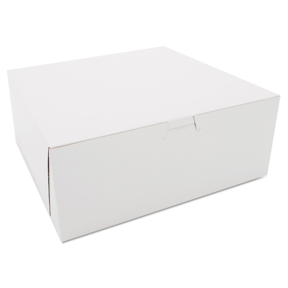 SCT 1-Piece Non-Window Bakery Boxes, 4inH x 10inW x 10inD, White, Carton Of 100 Boxes MPN:SCH 0973