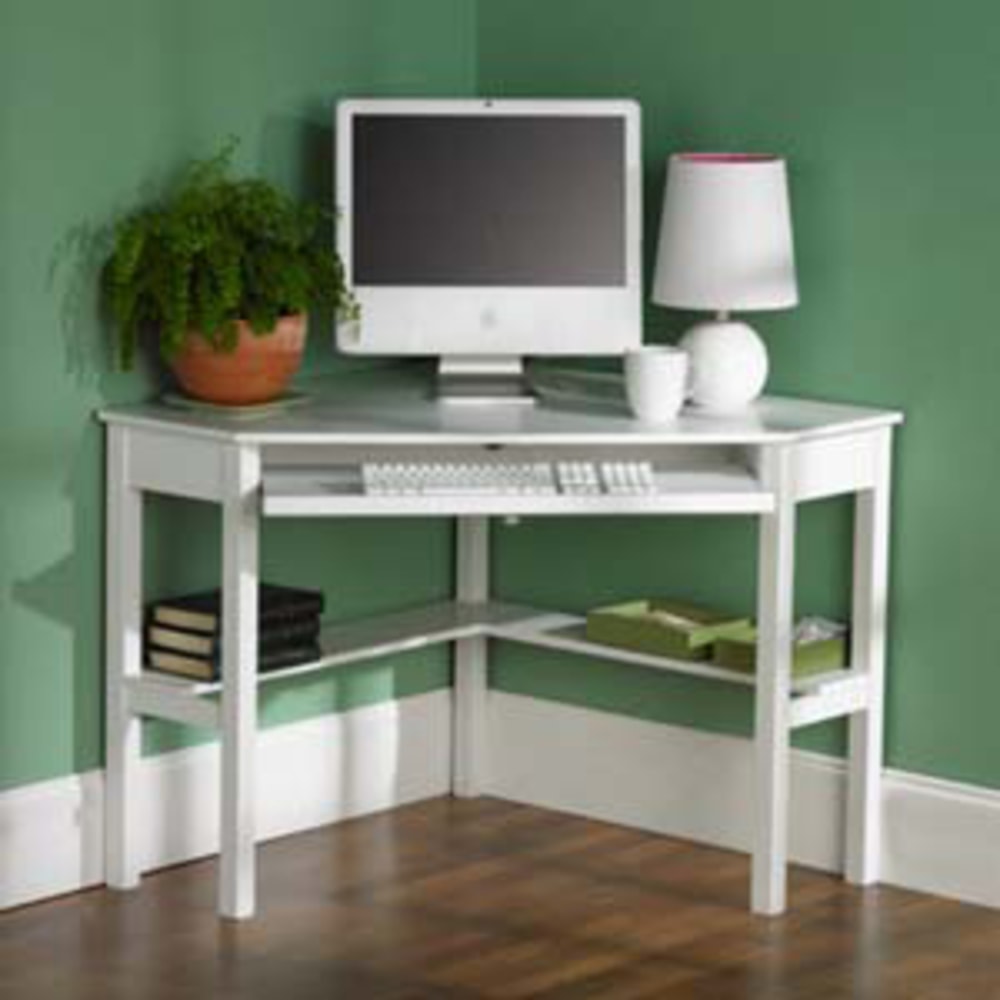 SEI White Corner Computer Desk, 30inH x 32.25inW x 48inL, Assembly Required, White MPN:HO6642