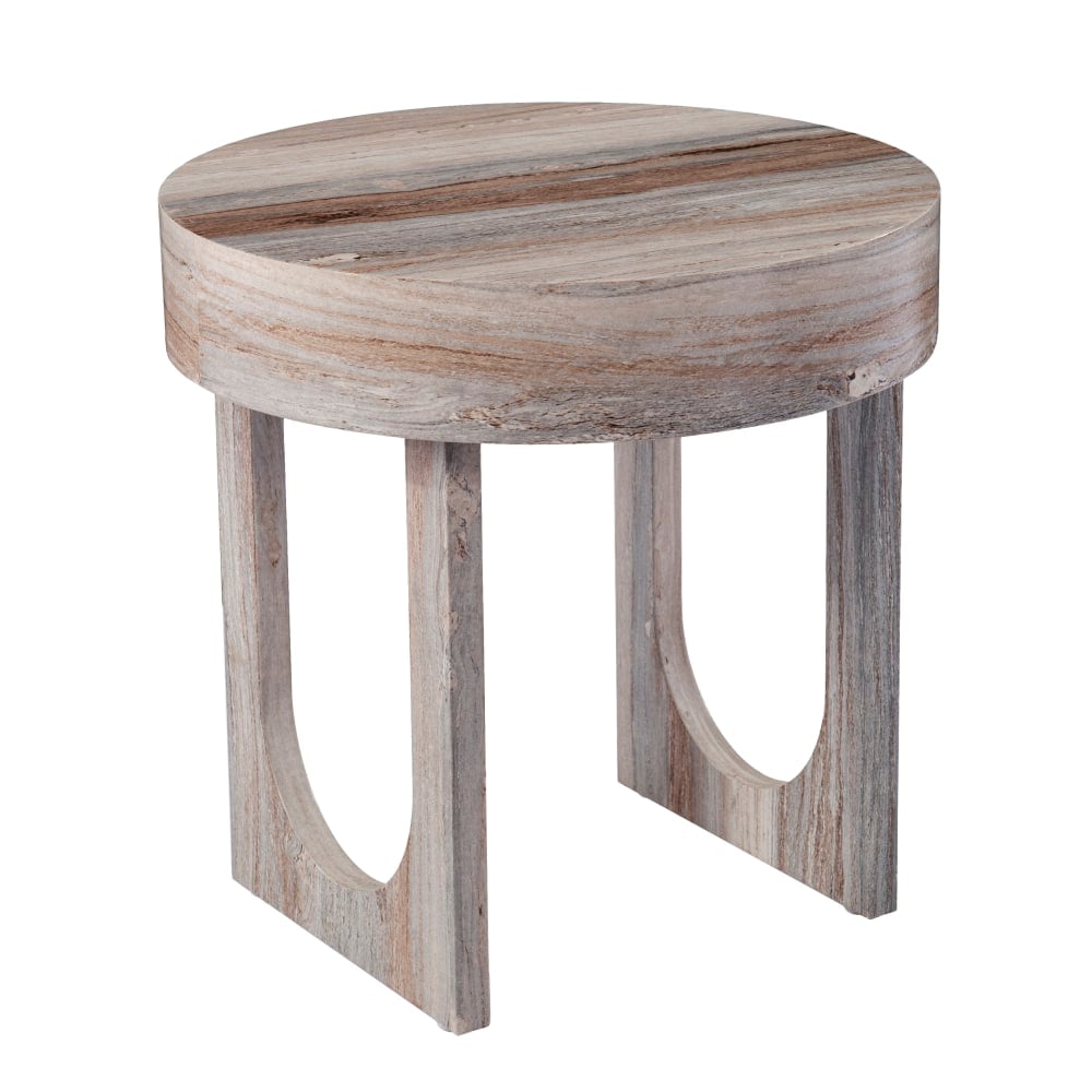 SEI Chadkirk Round Faux Marble End Table, 19-3/4inH x 19-3/4inW x 19-3/4inD, Brown MPN:CK1126302