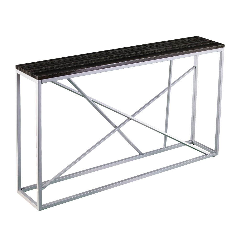 SEI Furniture Arendal Skinny Console Table, 29inH x 52inW x 10inD, Silver/Black MPN:CM1652