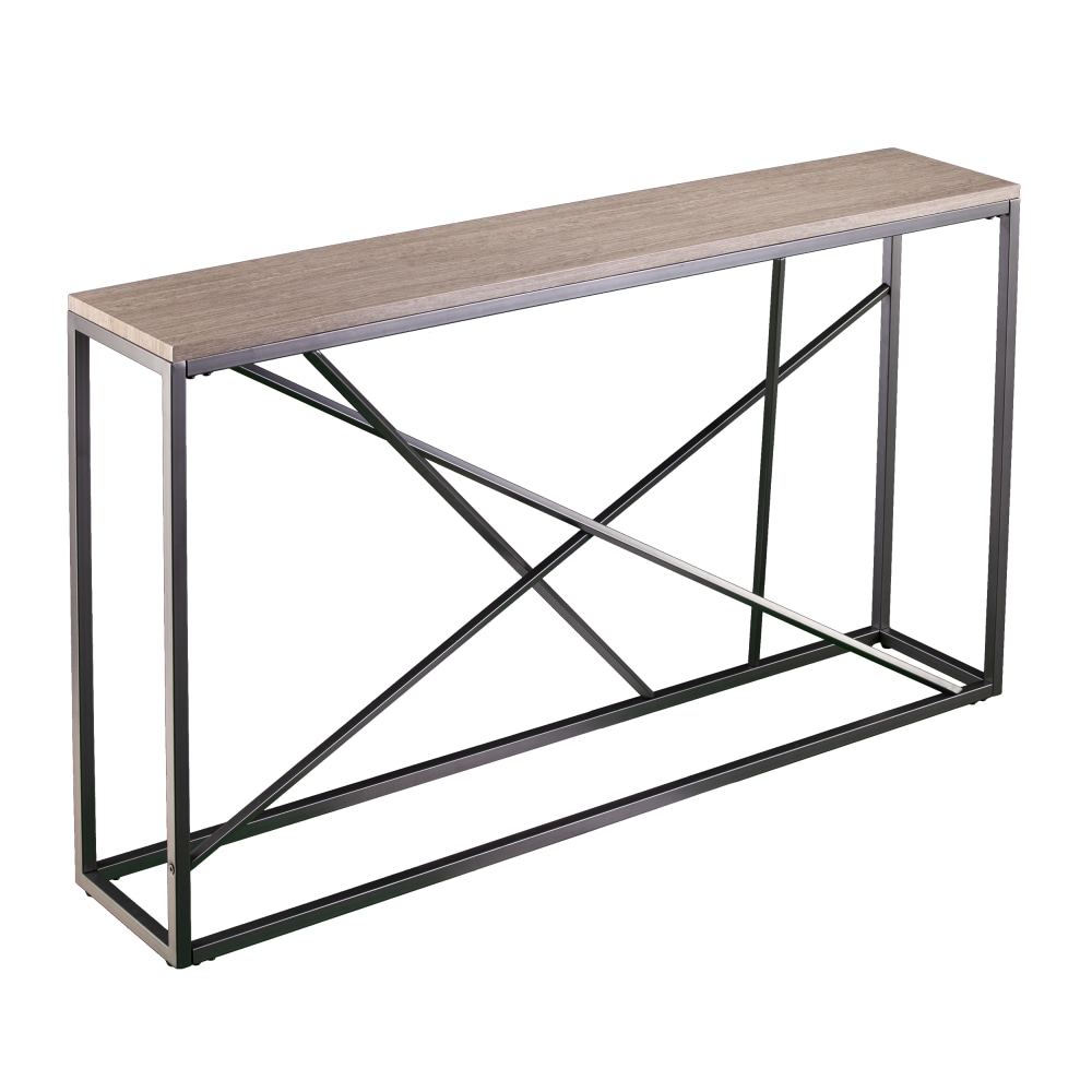 SEI Furniture Arendal Skinny Console Table, 29inH x 52inW x 10inD, Gunmetal Gray/Tan MPN:CM1654