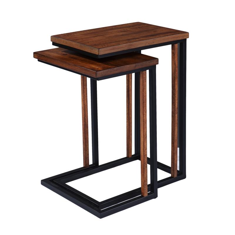 SEI Sabanti Nesting C-Tables, 24-3/4inH x 18-1/4inW x 12inD, Brown/Black, Set Of 2 Tables MPN:OC1092104