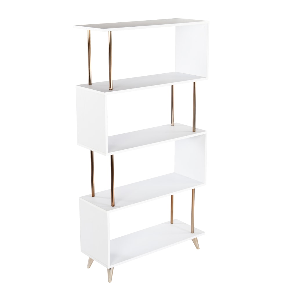 SEI Furniture Beckerman 61inH 4-Shelf Etagere, White/Champagne MPN:HZ3579