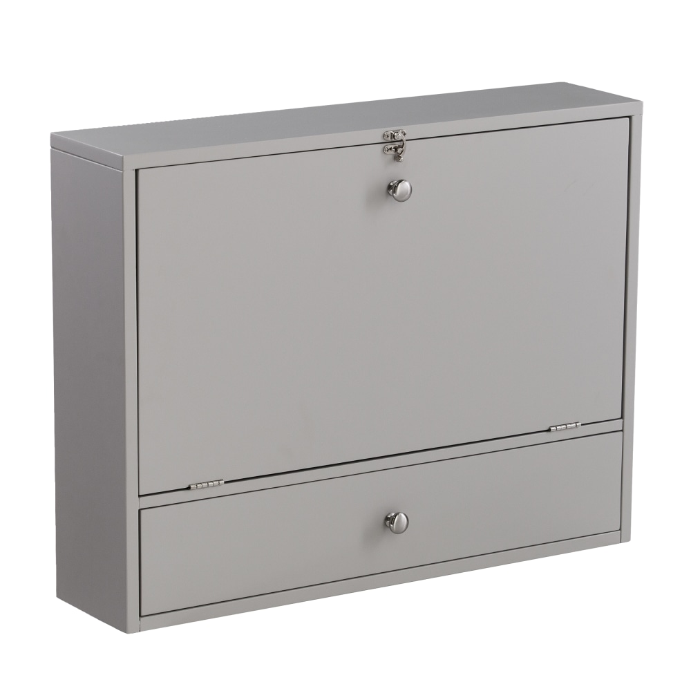 SEI Furniture Wall-Mount 26inW Writing Desk With Storage, Gray MPN:HO8293
