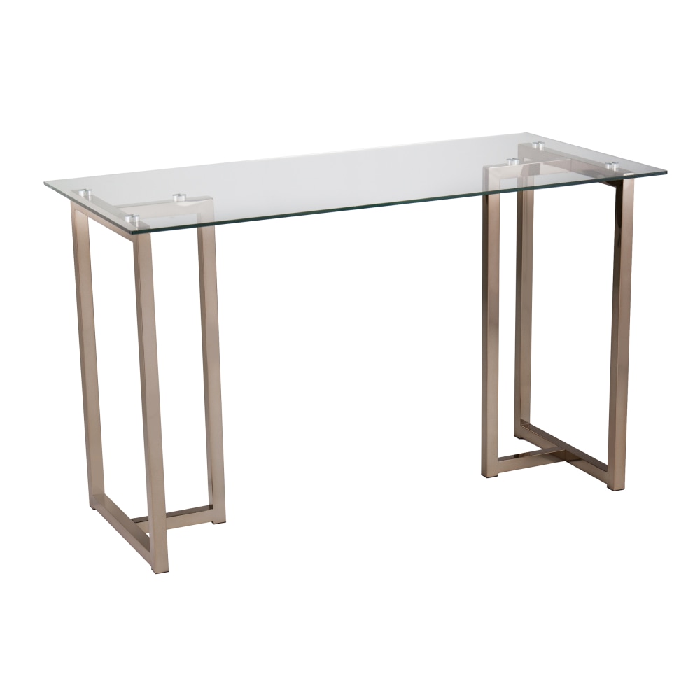 SEI Furniture Holly & Martin Haxor Metal/Glass 48inW Writing Desk, Champagne MPN:HO9783