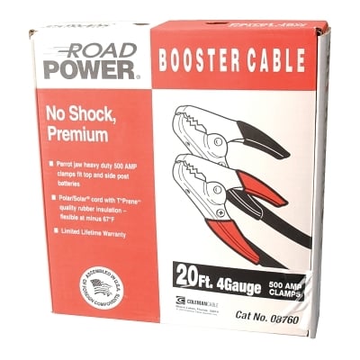 20' 500AMP 4GA. Black Booster Cable w/ Hd Parro MPN:87600108