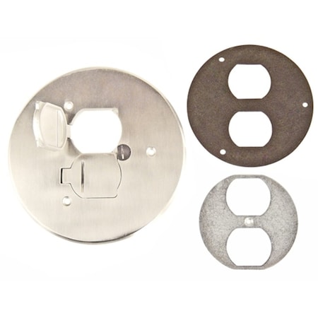 Box Cover, Floor Box Type, Stainless Steel, Duplex Receptacle Cover Type MPN:FBCVR-SS-FC