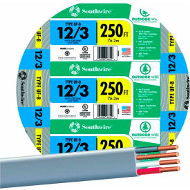Southwire 13058355 UF-B Underground Feeder Cable 12/3 AWG 250 ft 13058355