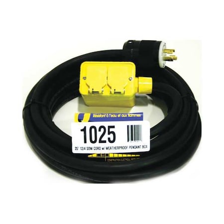 Extension Cord, 25ft, 12/4, 20A, SOW, Black MPN:LIV1025