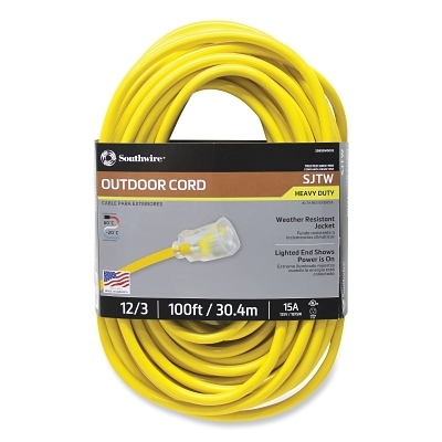 12/3 Sjtw Yellow Extension Cord 100' MPN:2589SW0002