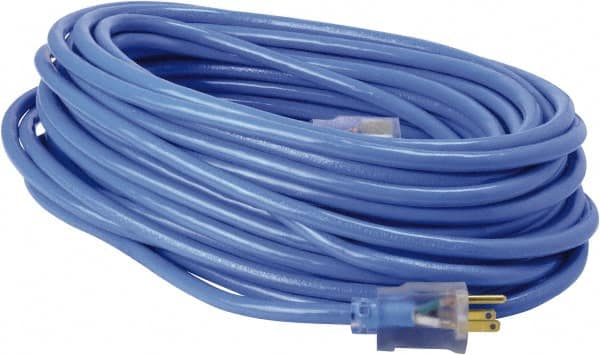 100', 14/3 Gauge/Conductors, Blue & Yellow Industrial Extension Cord MPN:24398826