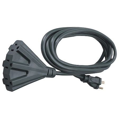 SJTOW Extension Cord, 14 AWG, Outdoor, 14/3, 3 Outlets, 5-15R, Black, PVC, 5-15P, 25 ft MPN:2451