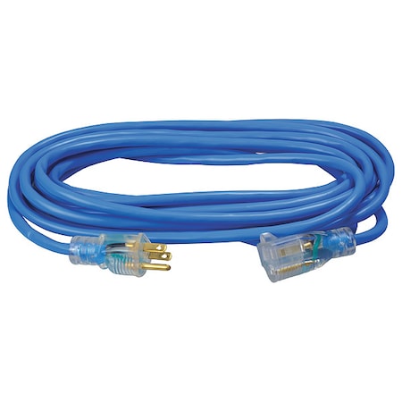 SJTW Extension Cord, 14 AWG, Outdoor, 14/3, 1 Outlets, 5-15R, Blue, PVC, 5-15P, 25 ft MPN:2467SW8806