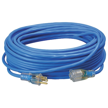 SJTW Extension Cord, 14 AWG, Outdoor, 14/3, 1 Outlets, 5-15R, Blue, PVC, 5-15P, 100 ft MPN:2469SW8806