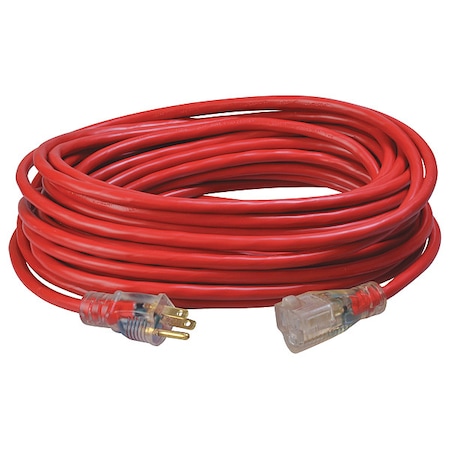 SJTW Extension Cord, 14 AWG, Outdoor, 14/3, 1 Outlets, 5-15R, Red, PVC, 5-15P, 50 ft MPN:2488SW8804