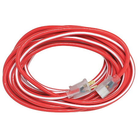 SJTW Extension Cord, 12 AWG, Outdoor, 12/3, 1 Outlets, 5-15R, Red/White, PVC, 5-15P, 50 ft MPN:2548SW0041