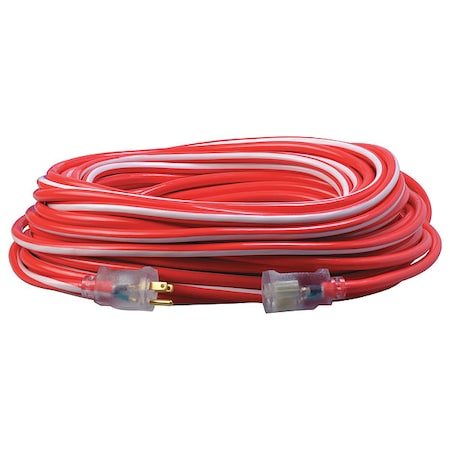 SJTW Extension Cord, 12 AWG, Outdoor, 12/3, 1 Outlets, 5-15R, Red/White, PVC, 5-15P, 100 ft MPN:2549SW0041