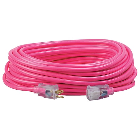 SJTW Extension Cord, 12 AWG, Outdoor, 12/3, 1 Outlets, 5-15R, Pink, PVC, 5-15P, 100 ft MPN:2579SW000A