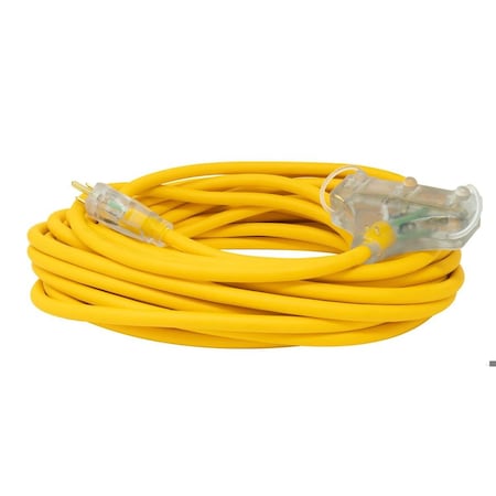 SJEOOW Extension Cord, 12 AWG, Outdoor, 12/3, 3 Outlets, 5-15R, Yellow, TPE, 5-15P, 50 ft MPN:3488SW0002