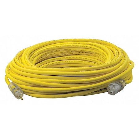 SJEOOW Extension Cord, 12 AWG, Outdoor, 12/3, 1 Outlets, 5-15R, Yellow, PVC, 5-15P, 100 ft MPN:3689SW0002