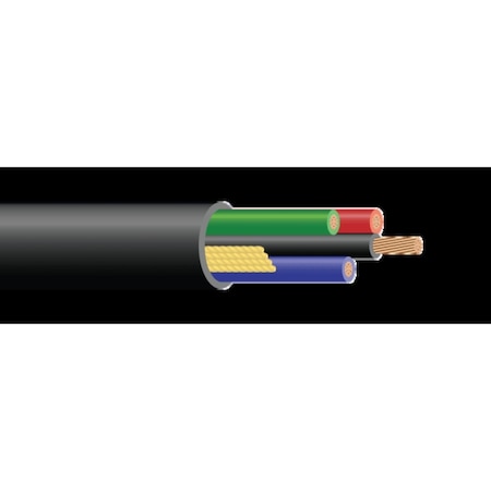 Portable Cord, THHN, 6 AWG, 3 C, Black, PVC, Stranded, 600V, Outdoor, 500 ft MPN:44340801