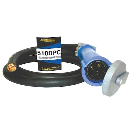 Power Cord, Female Pin/Sleeve, 5P, 5 Wire MPN:5100PC