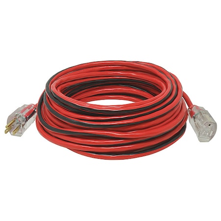 SJTW Extension Cord, 14 AWG, Outdoor, 14/3, 1 Outlets, 5-15R, Black/Red, PVC, 5-15P, 100 ft MPN:541909