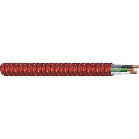 Metal Clad Building Cable, MC; FPLP, 12 AWG, 2C with Ground C, Red, Aluminum, Solid, 600V AC MPN:55454002