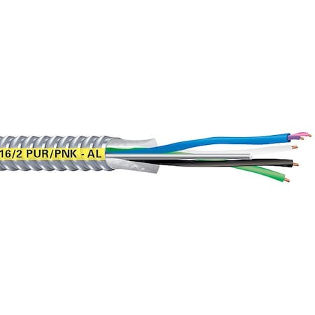 Metal Clad Building Cable, MC, 12 AWG, 2C with Ground C, Green, Aluminum, Solid, 600V AC, 250 ft MPN:59224001