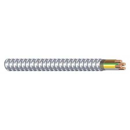 Metal Clad Building Cable, MC, 12 AWG, 3C with Ground C, Silver, Aluminum, Solid, 600V AC, 250 ft MPN:61052301