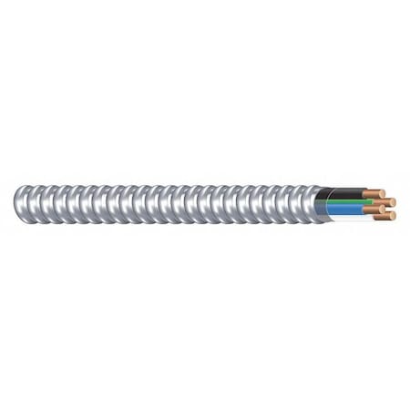 Metal Clad Building Cable, MC, 12 AWG, 3C with Ground C, Silver, Aluminum, Solid, 600V AC, 250 ft MPN:61097301