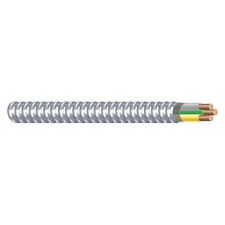 Metal Clad Building Cable, MC, 12 AWG, 2C with Ground C, Silver, Aluminum, Solid, 600V AC, 250 ft MPN:68932301