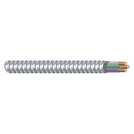 Metal Clad Building Cable, MC, 12 AWG, 2C with Ground C, Silver, Aluminum, Solid, 600V AC, 250 ft MPN:68944801