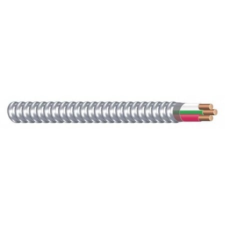 Metal Clad Building Cable, MC, 12 AWG, 2C with Ground C, Silver, Aluminum, Solid, 600V AC, 250 ft MPN:68952101