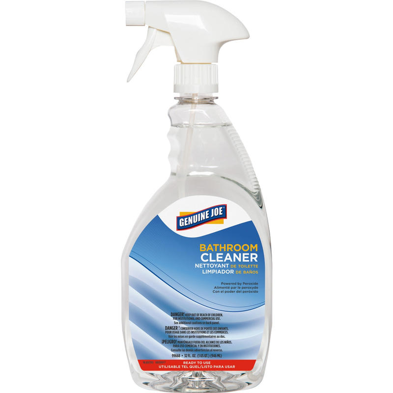 Genuine Joe Peroxide-Powered Bathroom Cleaner - Ready-To-Use - 32 fl oz (1 quart) - Recommended For: Soap Scum Remover - Clear - 1 Each MPN:99668