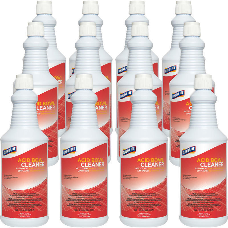 Genuine Joe Acid Bowl Cleaner - Ready-To-Use - 32 fl oz (1 quart) - Pleasant Scent - Aqua Marine - 12 / Carton MPN:99676CT