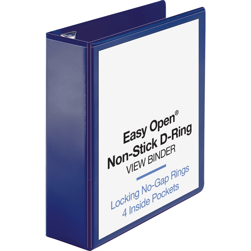 Sparco Easy-Open Nonstick View 3-Ring Binder, 3in D-Rings, Navy MPN:26976