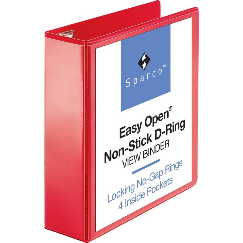 Business Source Red D-ring Binder - 3in Binder Capacity - Letter - 8 1/2inx11in Sheet Size - D-Ring Fastener(s) - 4 Pocket(s) - Polypropylene - Red MPN:26982