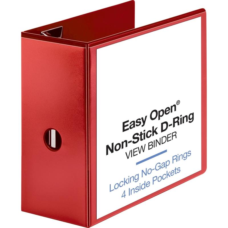 Sparco Easy-Open View 3-Ring Binder, 5in D-Rings, Red MPN:26984