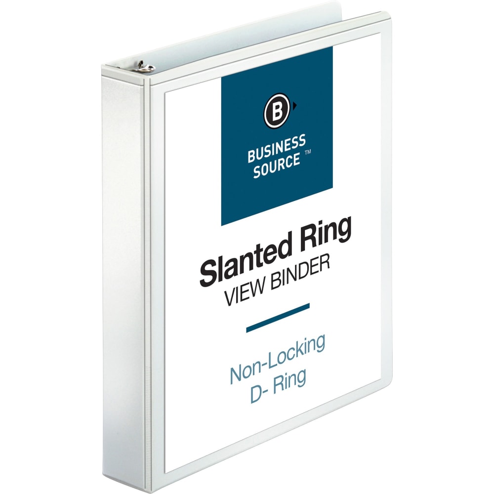 Business Source Basic View 3-Ring Binder, 1 1/2in D-Rings, White MPN:28441