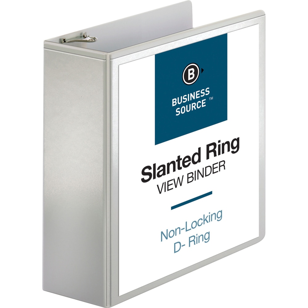 Business Source Basic D-Ring White View Binders - 4in Binder Capacity - D-Ring Fastener(s) - Polypropylene - White - 1.75 lb - 1 / Each MPN:28444